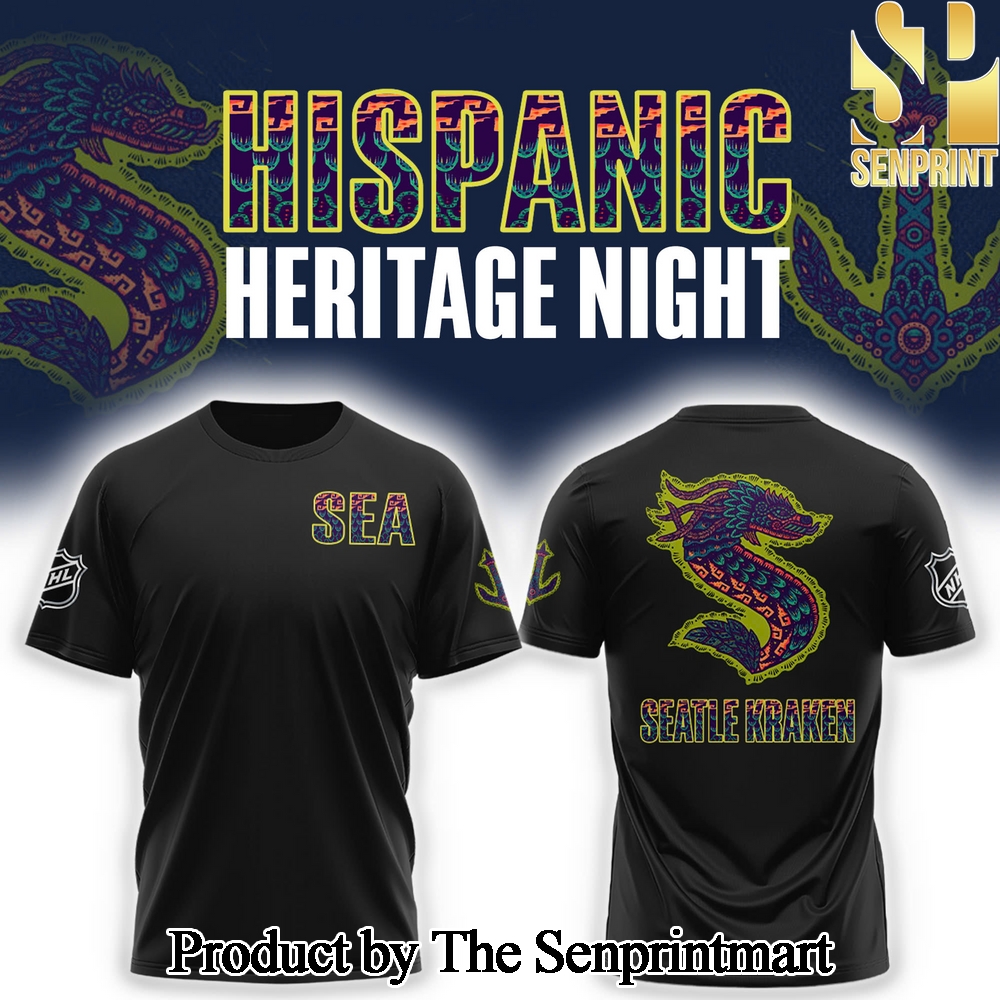 Seattle Kraken Inaugural Hispanic Heritage Night Combo Tshirt Jogger Cap SEN3055