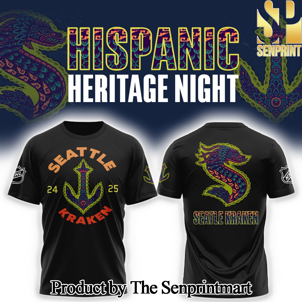 Seattle Kraken Inaugural Hispanic Heritage Night Combo Tshirt Jogger Cap SEN3062