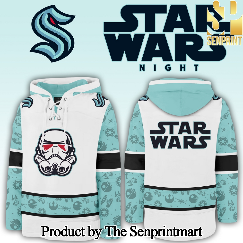 Seattle Kraken x Star Wars Night For Sport Fans Full Printed Lace Up Hoodie SEN3083