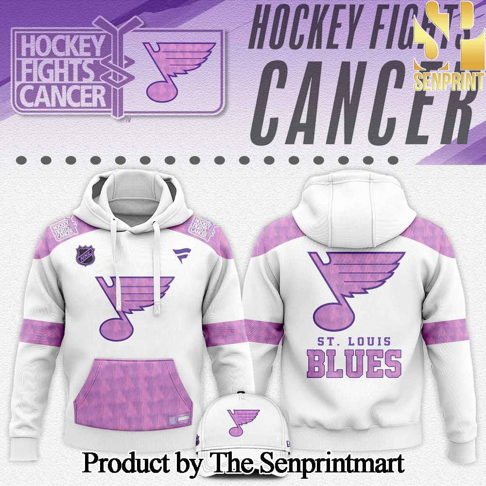 St. Louis Blues Hockey Fights Cancer For Sport Fans All Over Printed Hoodie SEN2874