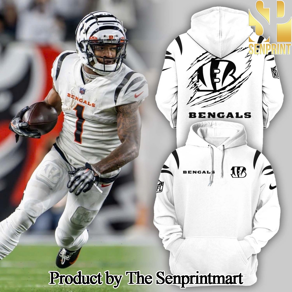 Cincinnati Bengals Icey White Unisex All Over Printed Hoodie SEN2935