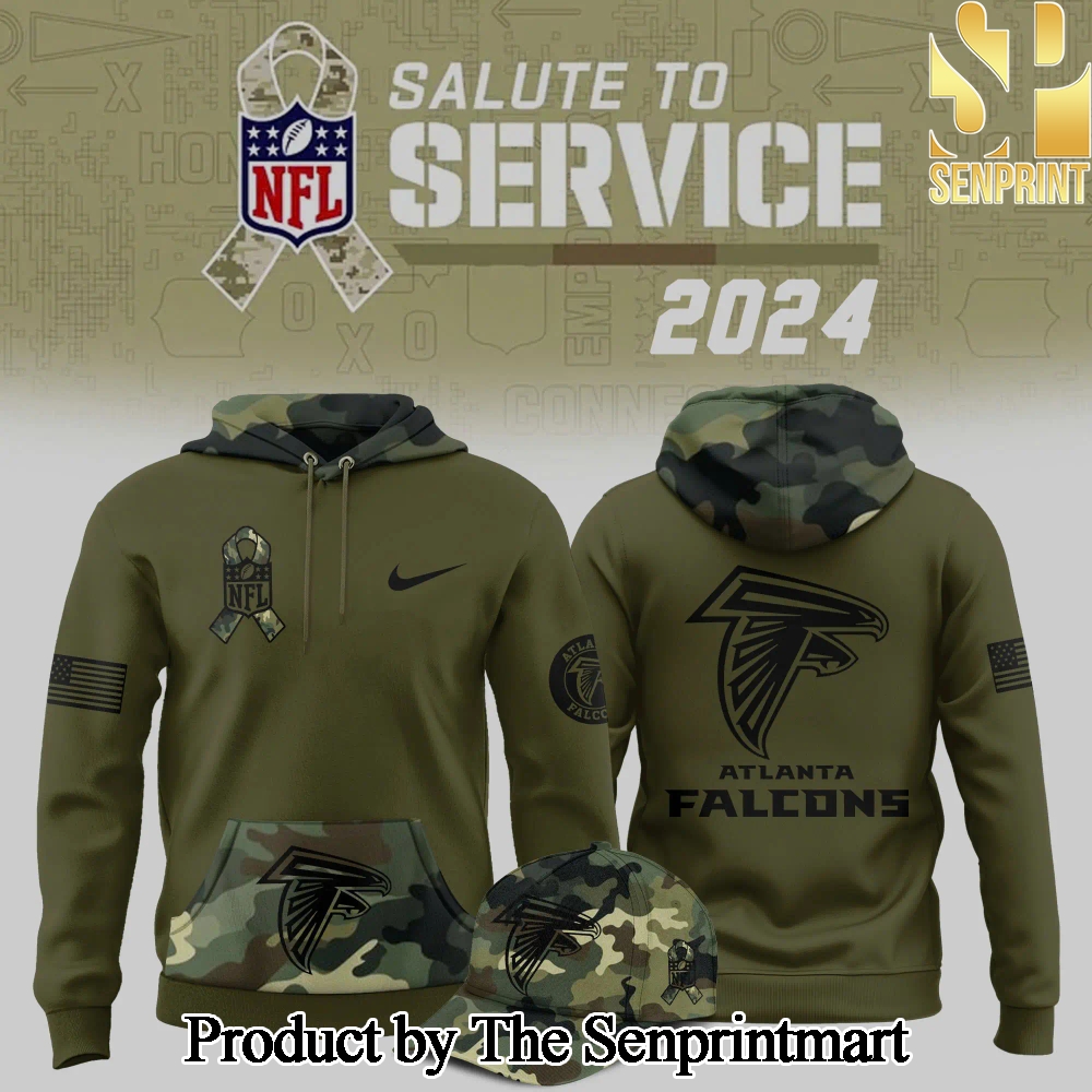 Atlanta Falcons Camo 2024 Salute To Service Club Pullover Hoodie SEN1160