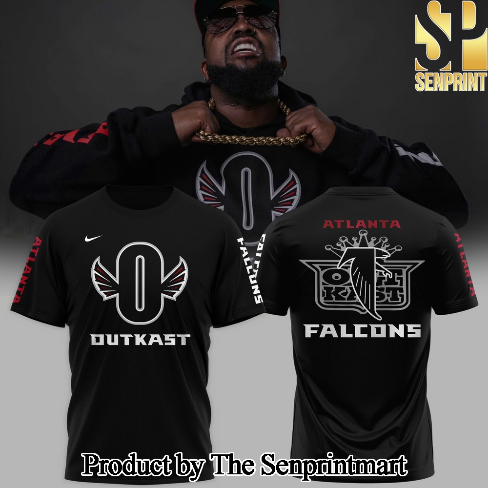 Atlanta Falcons x Outkast For Sport Fans Full Printed Black T-shirt 2024 SEN1153