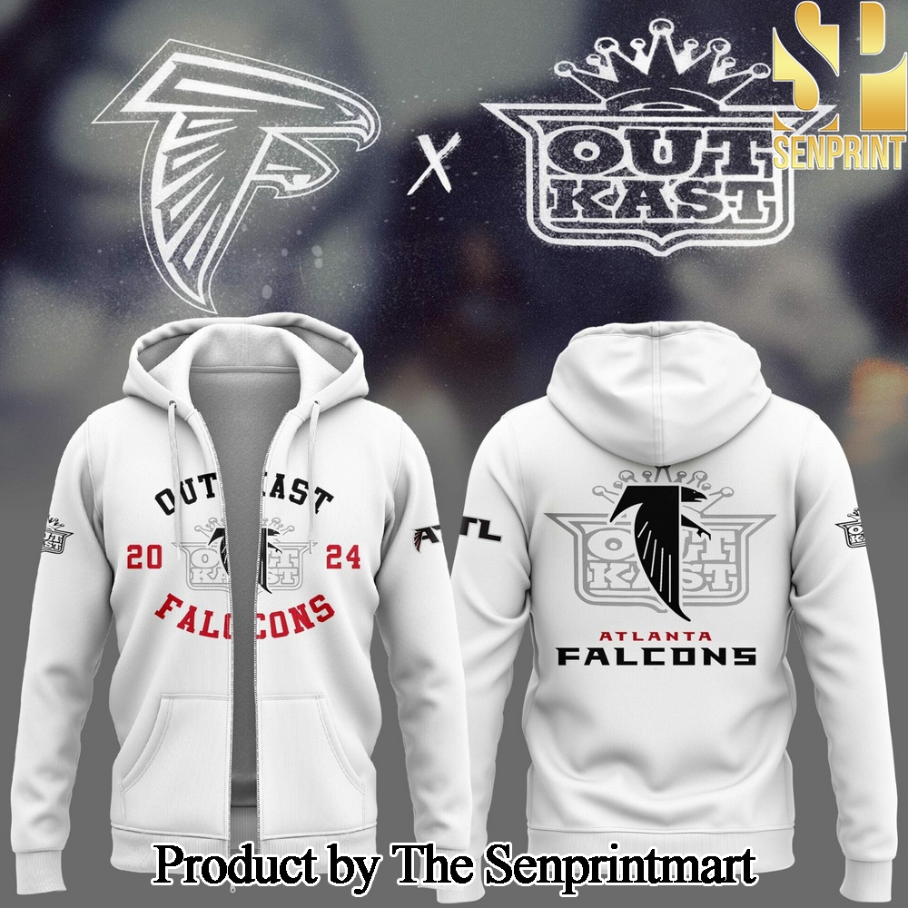 Atlanta Falcons x Outkast White Unique Full Printing Zip Hoodie SEN1123