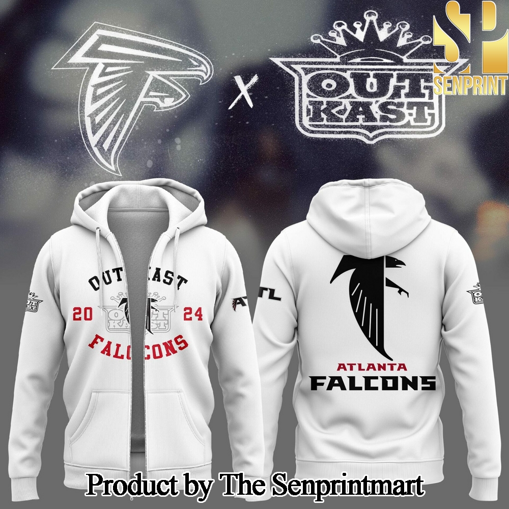 Atlanta Falcons x Outkast White Unique Full Printing Zip Hoodie SEN1124