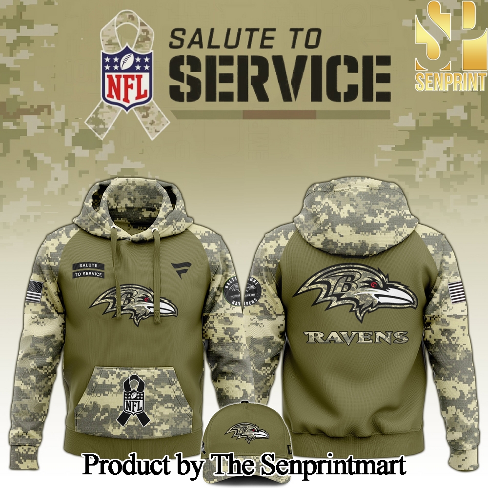 Baltimore Ravens 2024 Salute to Service Club Camo Hoodie SEN1190