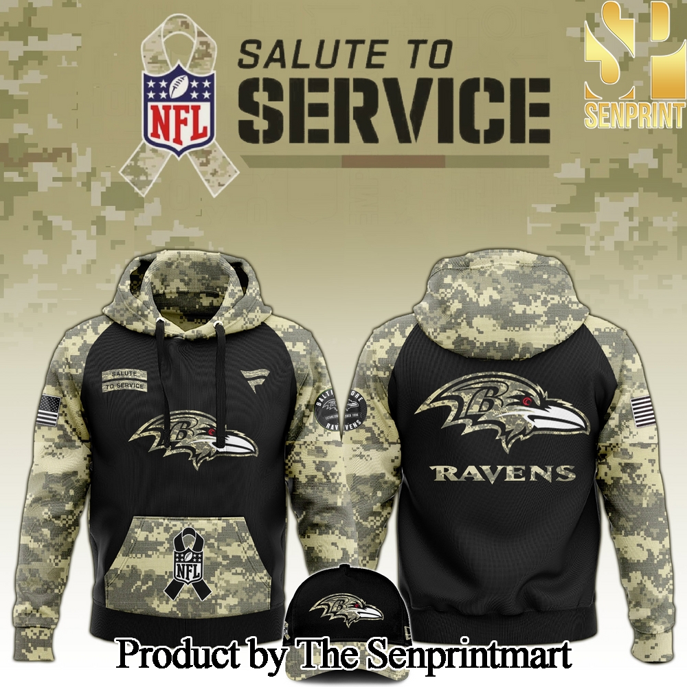 Baltimore Ravens 2024 Salute to Service Club Camo Hoodie SEN1191