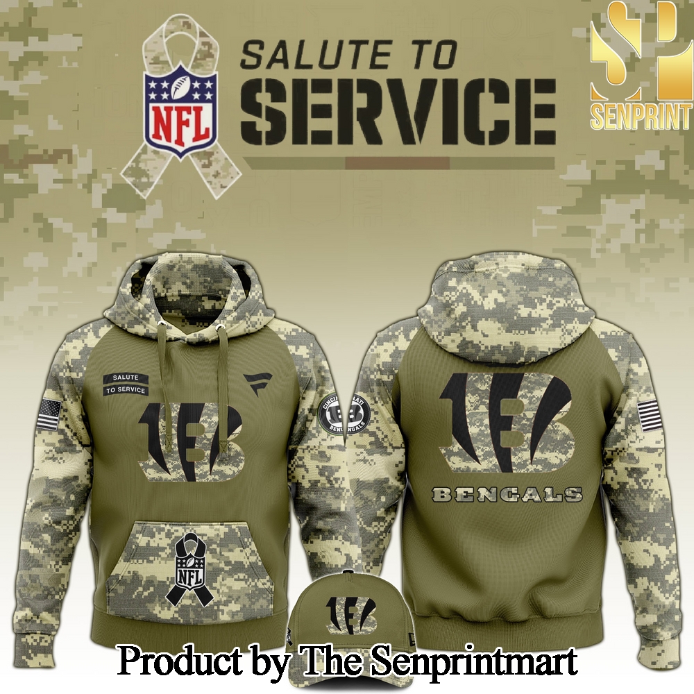 Cincinnati Bengals 2024 Salute to Service Club Camo Hoodie SEN1214