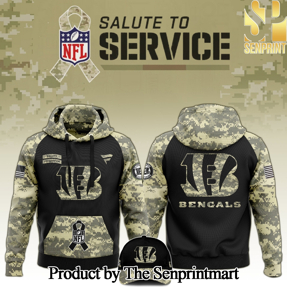 Cincinnati Bengals 2024 Salute to Service Club Camo Hoodie SEN1215