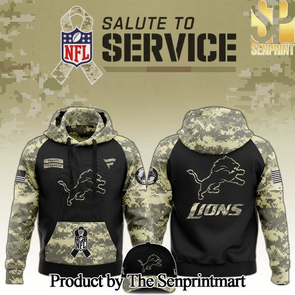 Detroit Lions 2024 Salute to Service Club Camo Hoodie SEN1195