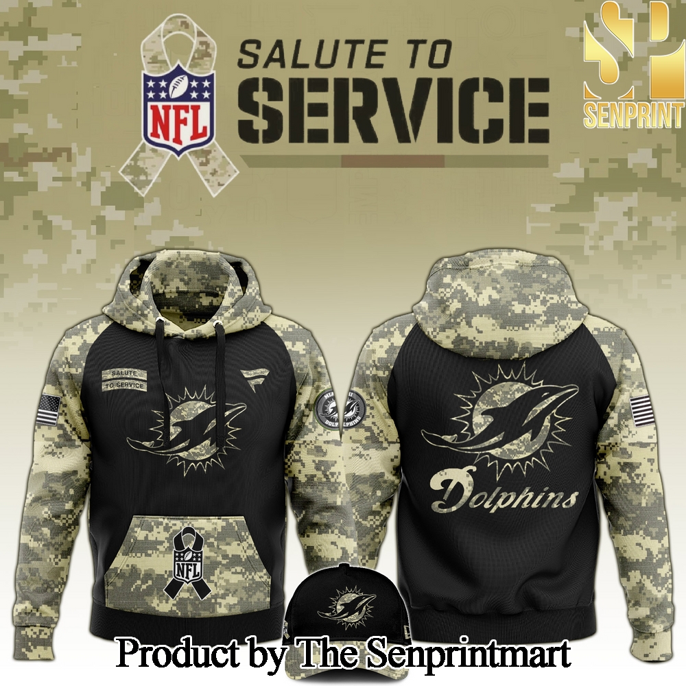 Miami Dolphins 2024 Salute to Service Club Camo Hoodie SEN1242