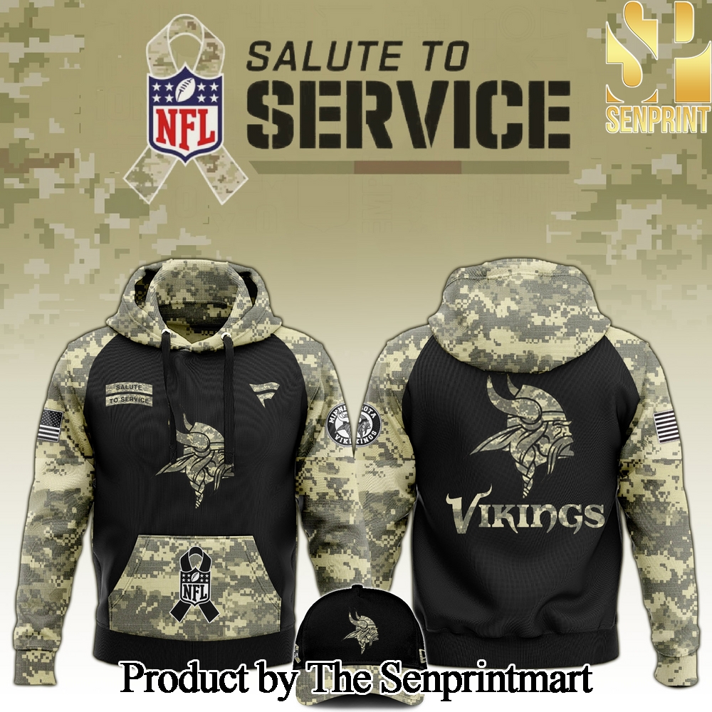 Minnesota Vikings 2024 Salute to Service Club Camo Hoodie SEN1200