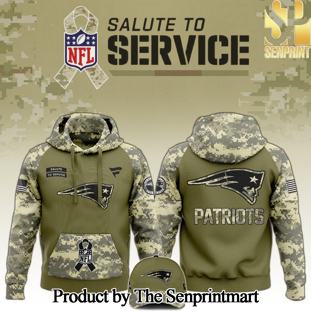 New England Patriots 2024 Salute to Service Club Camo Hoodie SEN1232