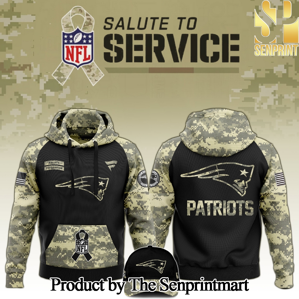 New England Patriots 2024 Salute to Service Club Camo Hoodie SEN1243