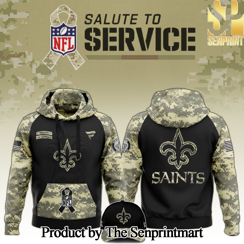 New Orleans Saints 2024 Salute to Service Club Camo Hoodie SEN1235