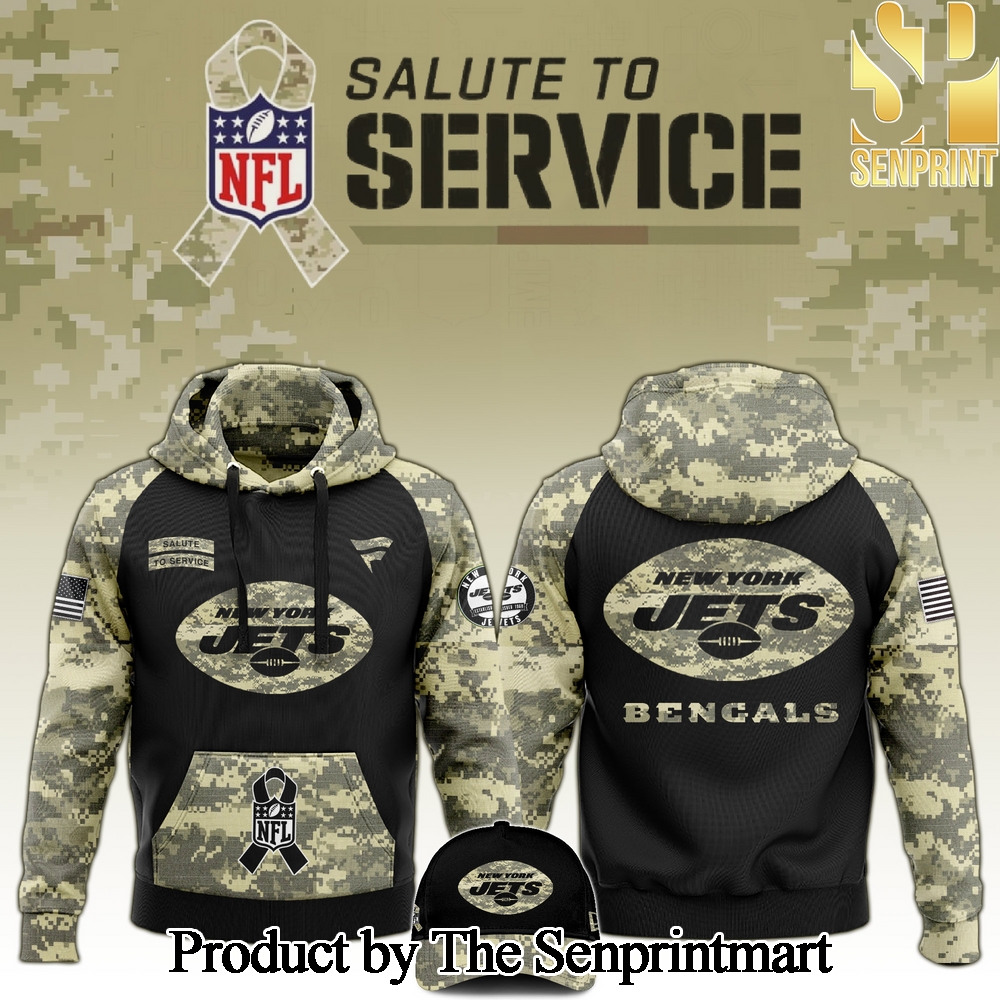 New York Jets 2024 Salute to Service Club Camo Hoodie SEN1246