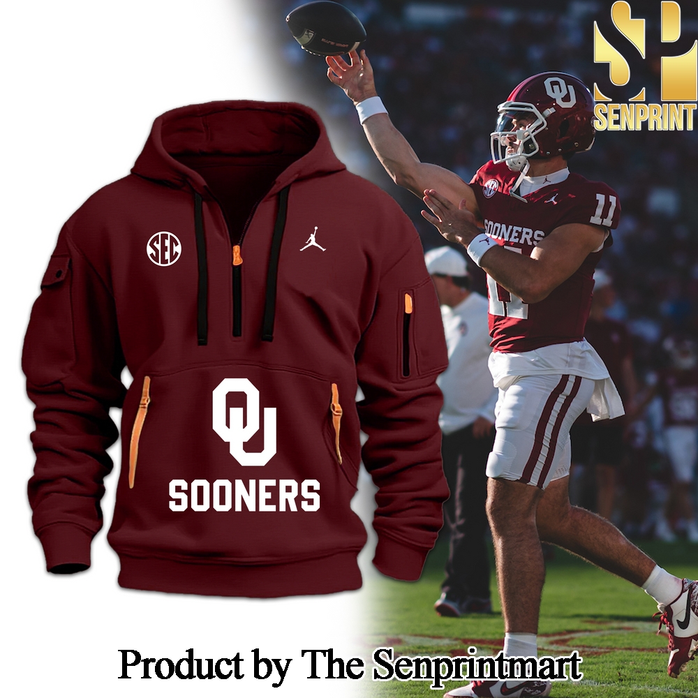 Oklahoma Sooners football Half Zip Hoodie 2024 SEN1165