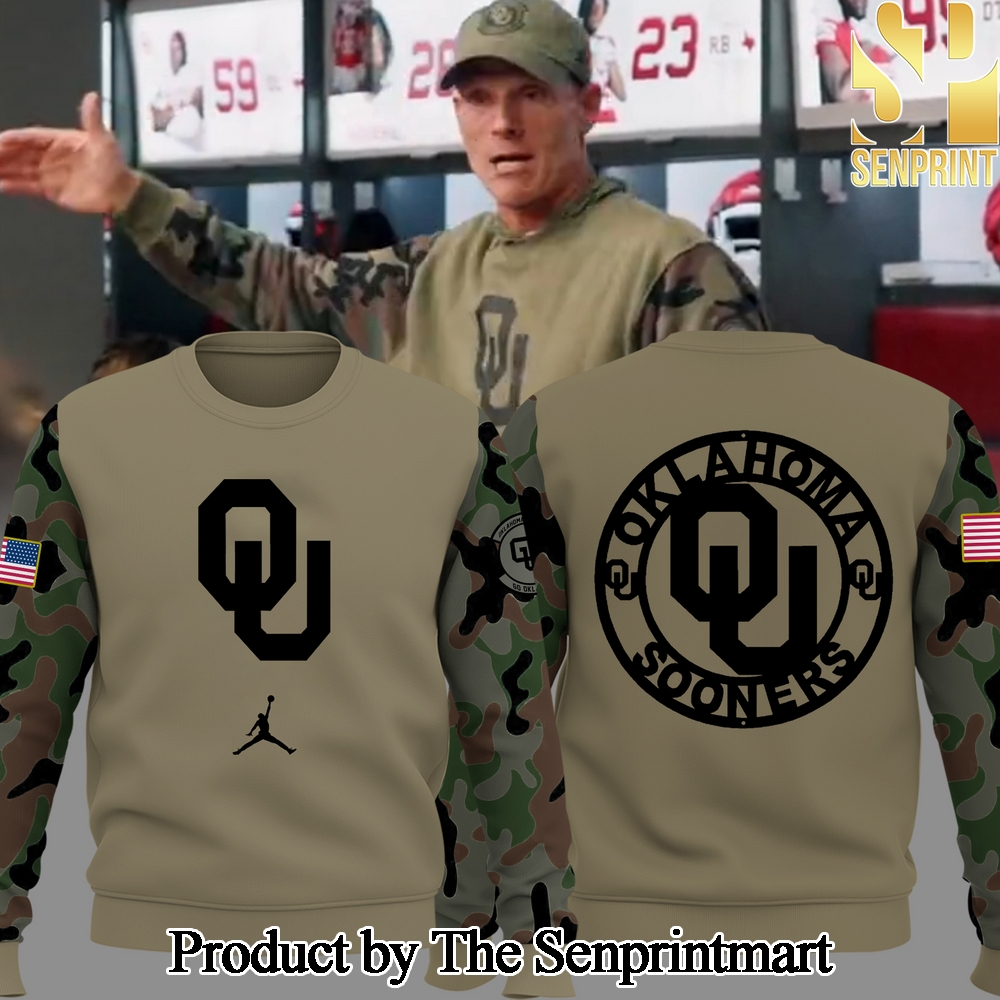 Oklahoma Sooners Football Team Veteran Camo For Sport Fans 3D For Fans Full Printed Sweatshirt SEN1183