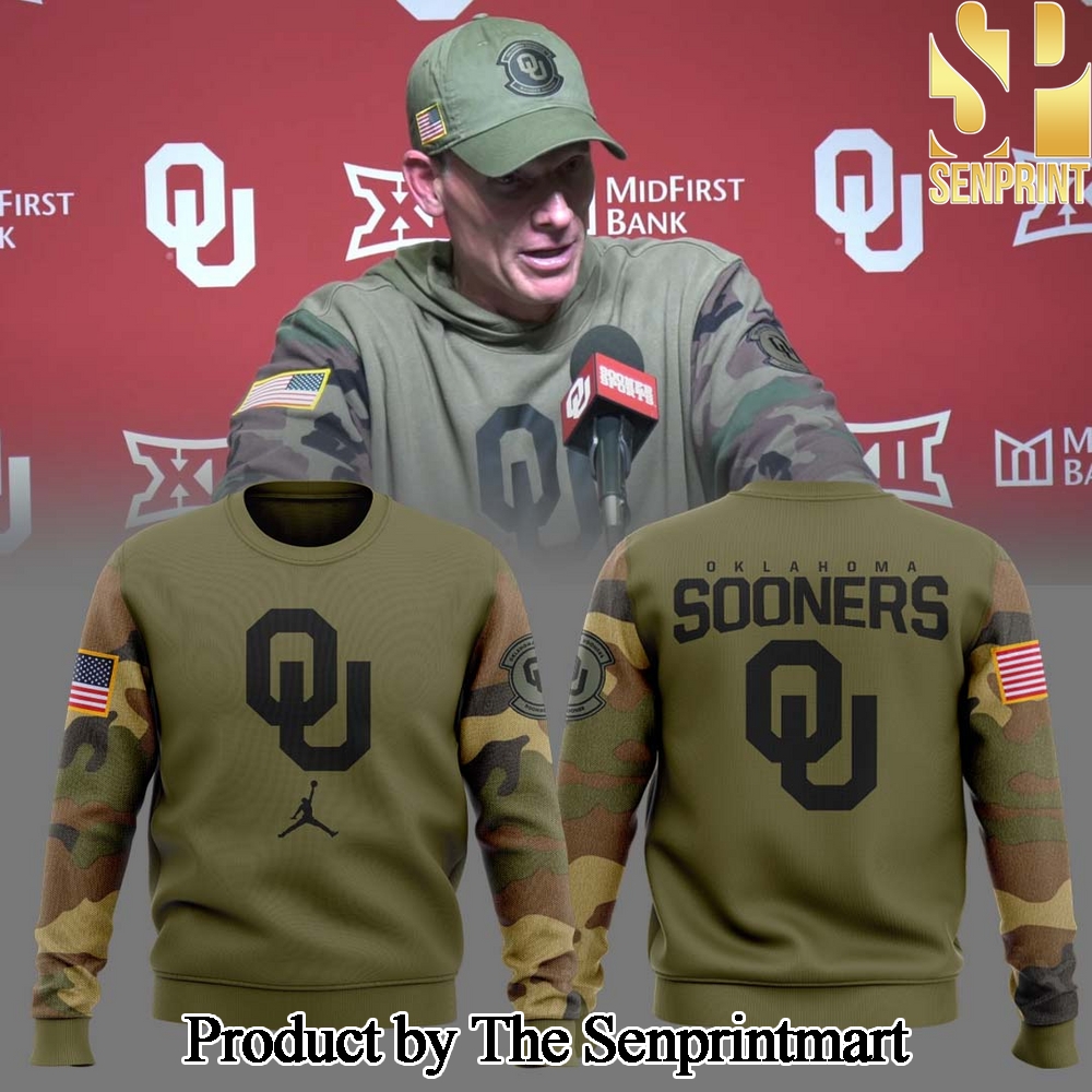 Oklahoma Sooners Football Team Veteran Camo For Sport Fans 3D For Fans Full Printed Sweatshirt SEN1186