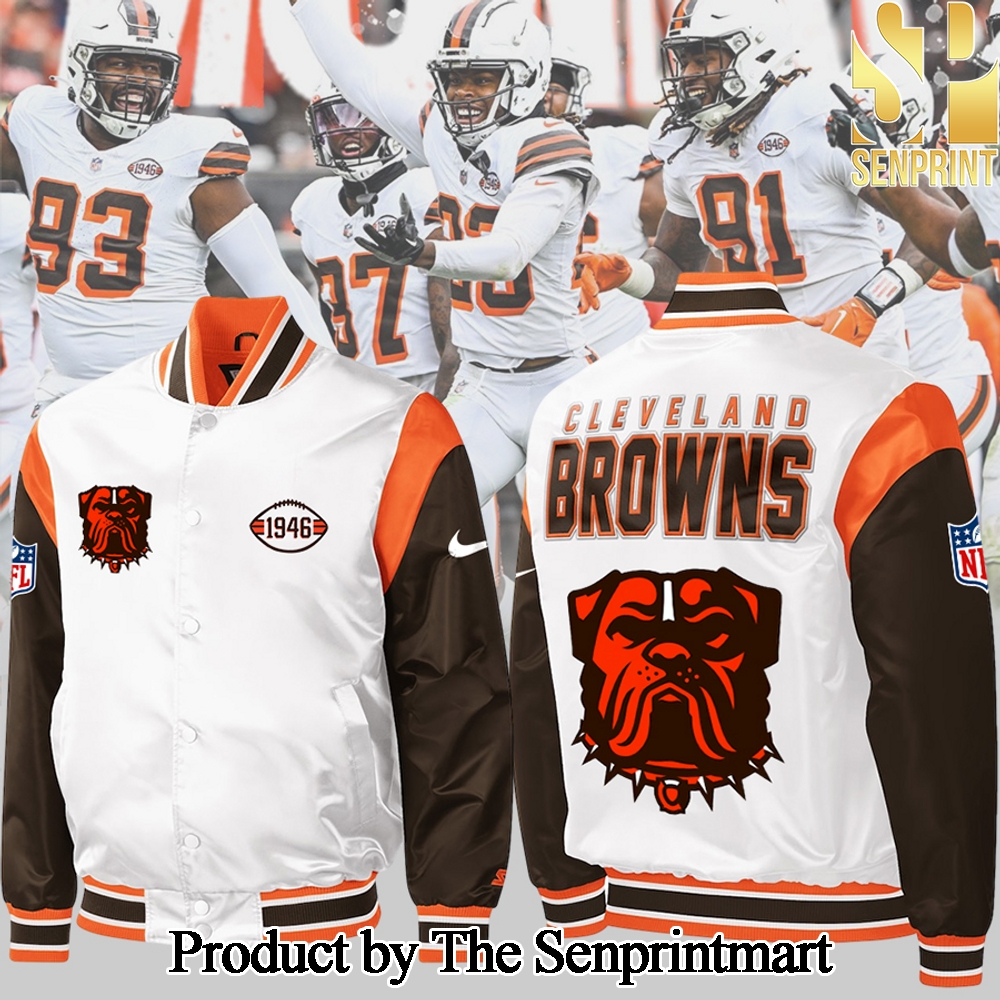 Cleveland Browns Wear Your White Bomber Jacket SEN3081