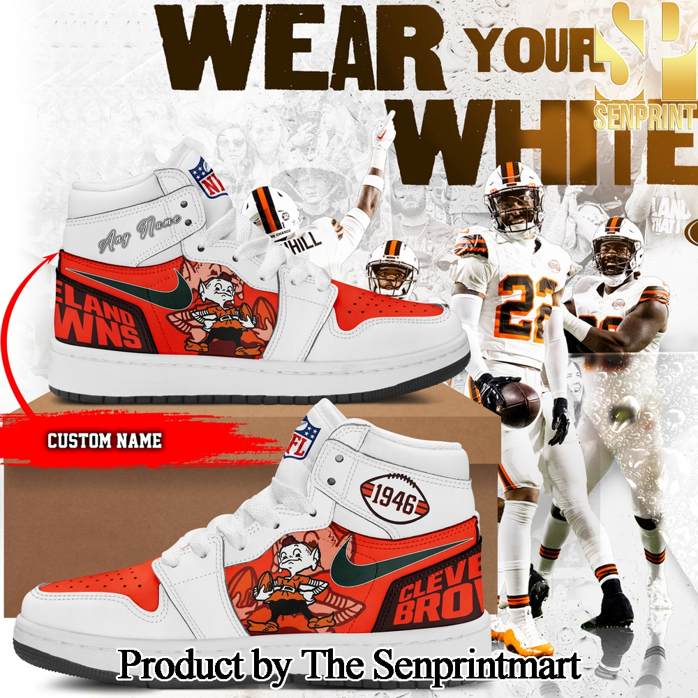 Cleveland Browns Wear your WhiteAir Jordan 1 Shoes SEN3072