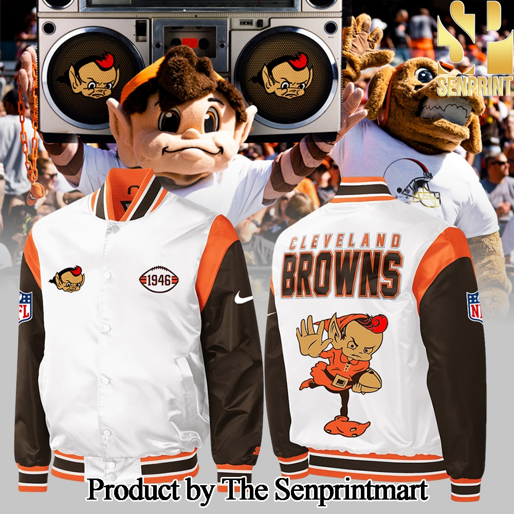 Cleveland Browns Wear Your WhiteBomber Jacket SEN3074