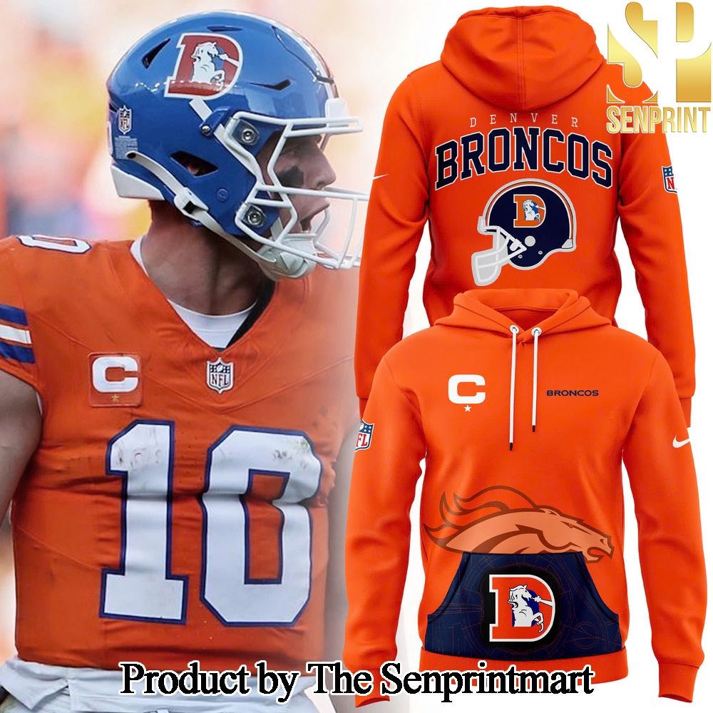 Denver Broncos Alternate Helmet Unique All Over Printed Pullover Hoodie SEN3140