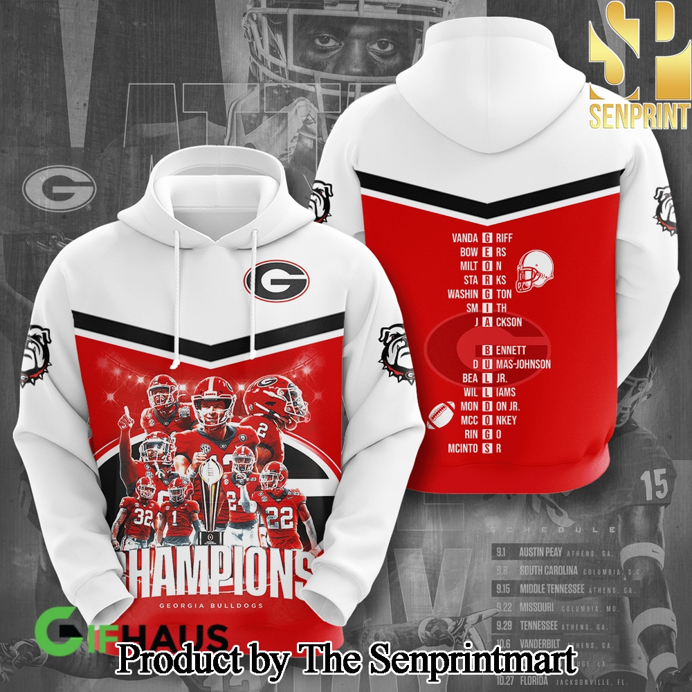 Georgia Bulldogs National Champions Pattern Full Printed Shirt SEN3174