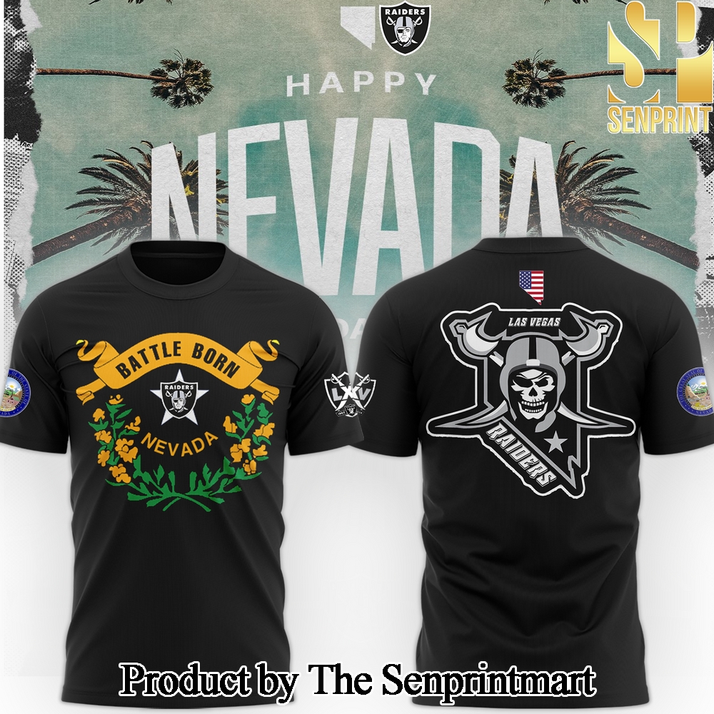 Las Vegas Raiders x Happy Nevada Day 2024 Casual All Over Printed T shirt SEN3227