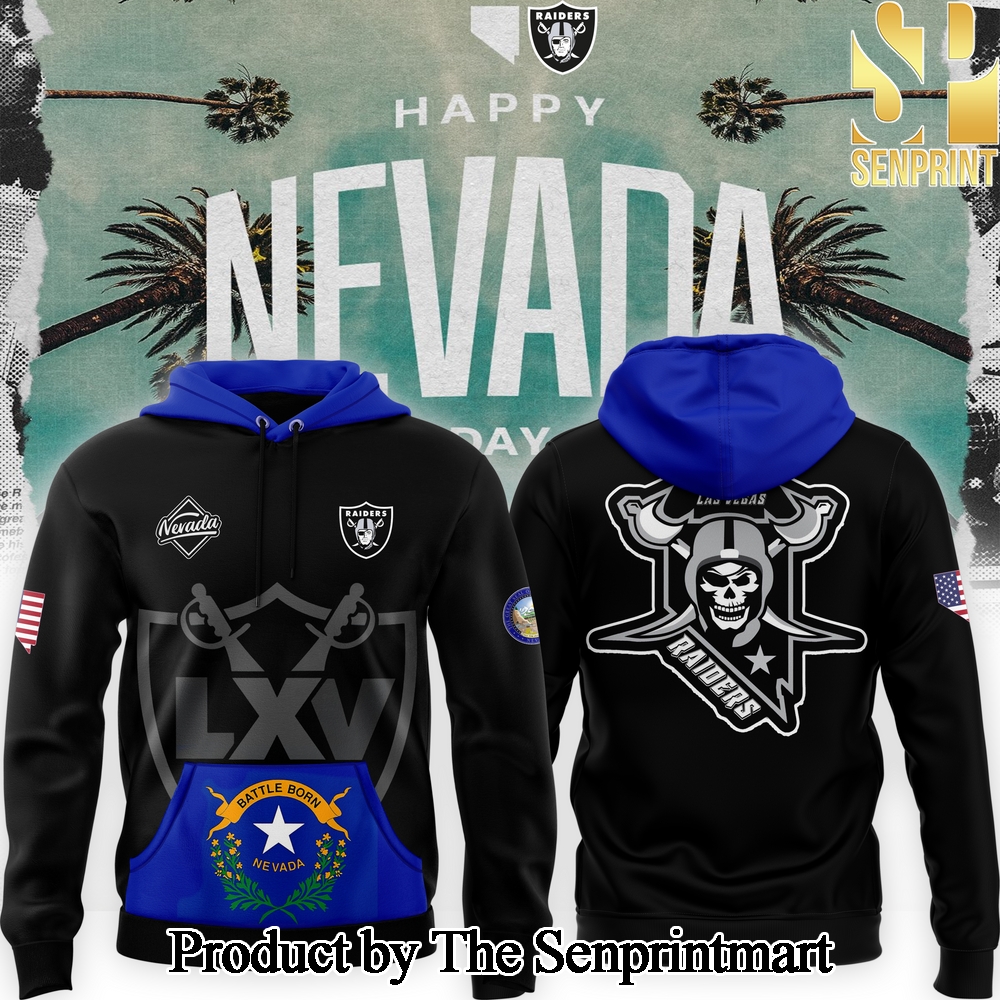 Las Vegas Raiders x Happy Nevada Day 2024 Unique All Over Printed Pullover Hoodie SEN3225