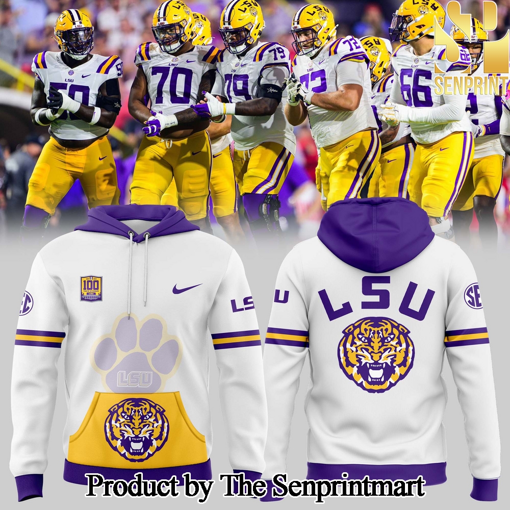 LSU Tigers Football 100 Years in Tiger Stadium Scratch Gift Ideas Full Printing Hoodie SEN3261