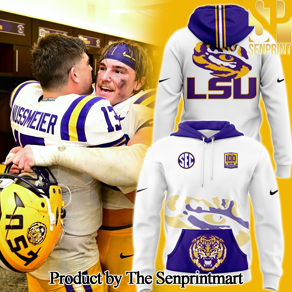 LSU Tigers Football 100 Years in Tiger Stadium Scratch Gift Ideas Full Printing Hoodie SEN3262