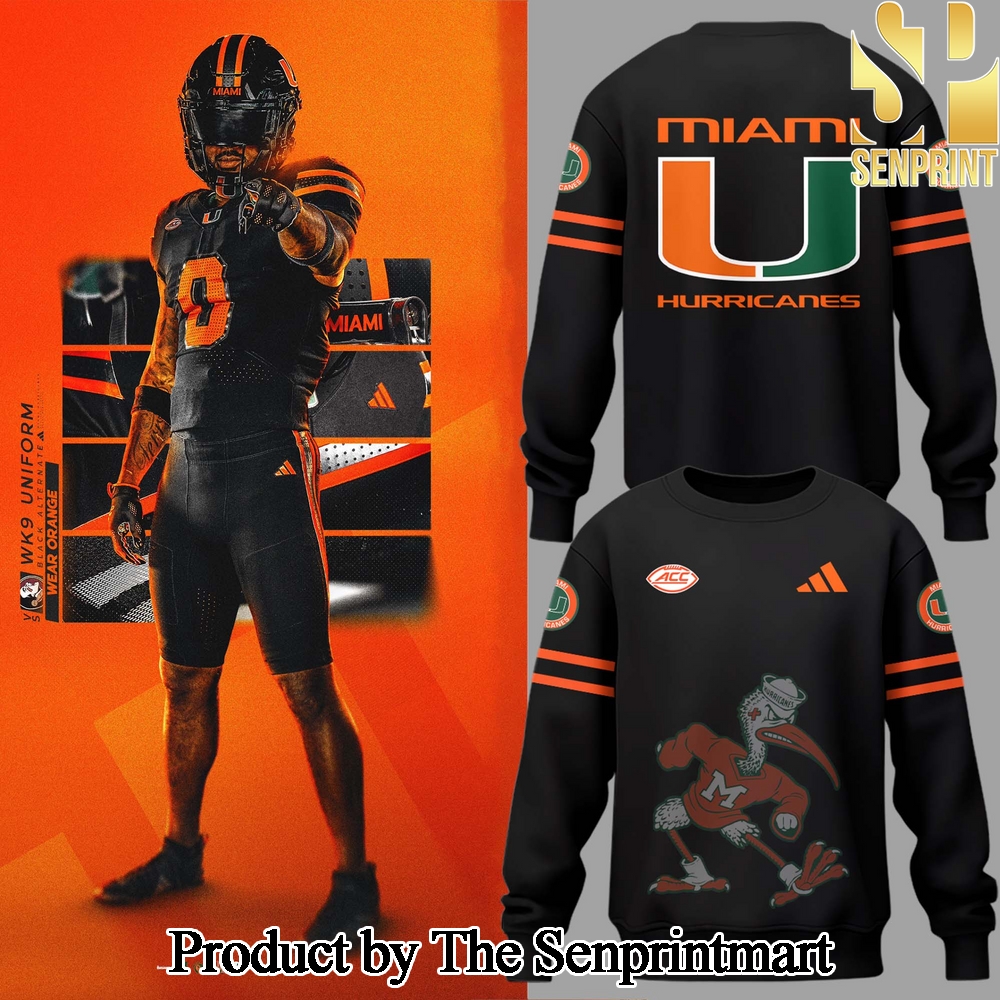 Miami Hurricanes Gift Ideas Full Printing Black Sweatshirt SEN3265