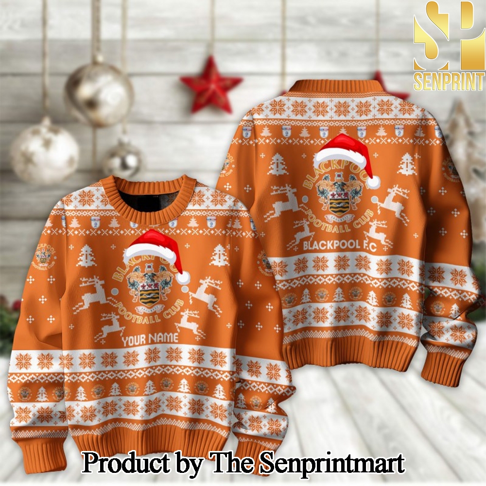 English Football League Blackpool F.C Knitting Pattern 3D Print Ugly Sweater SEN2259