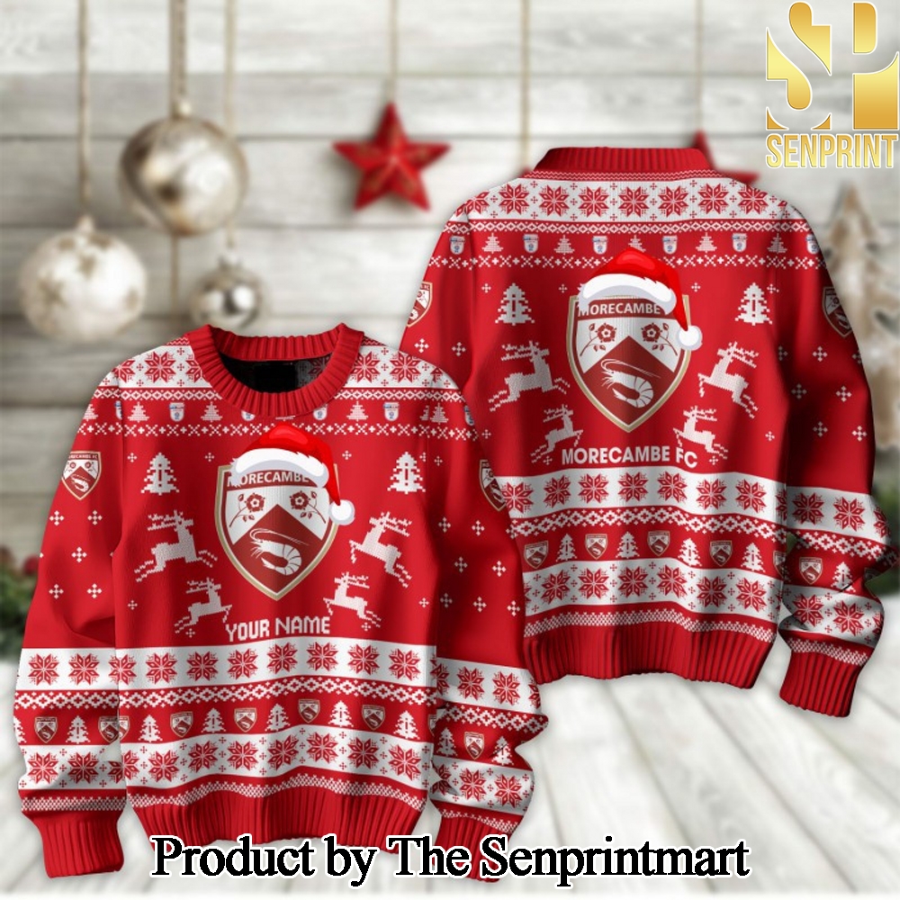 English Football League Morecambe F.C For Christmas Gifts Ugly Xmas Wool Knitted Sweater SEN2295