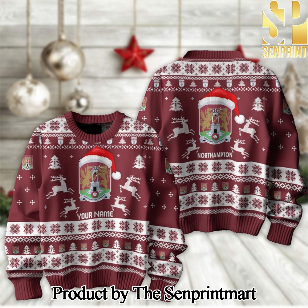 English Football League Northampton Town F.C Knitting Pattern Ugly Christmas Holiday Sweater SEN2246