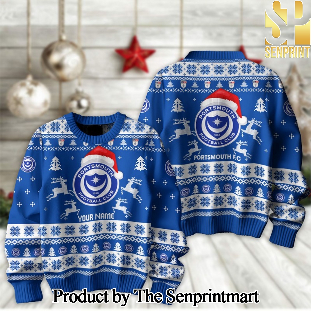 English Football League Portsmouth F.C Woolen Christmas Ugly Sweater SEN2247