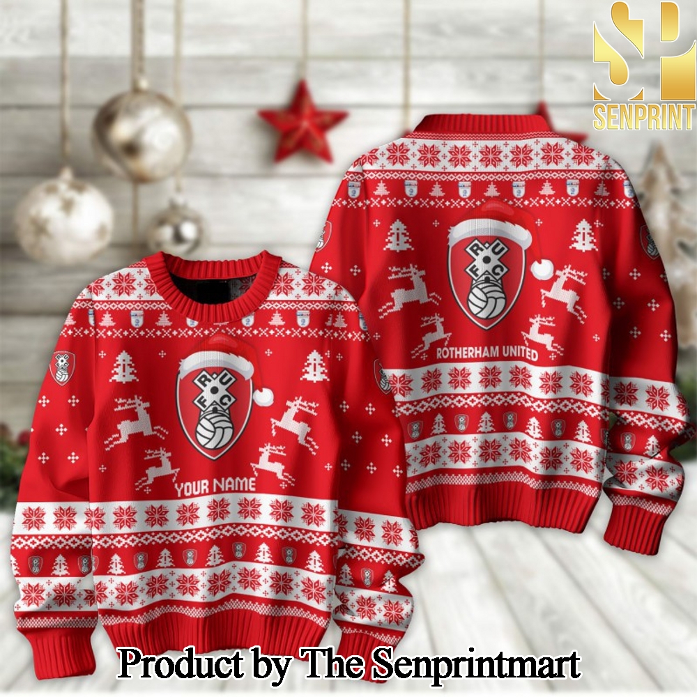 English Football League Rotherham United For Christmas Gifts Ugly Christmas Wool Knitted Sweater SEN2252