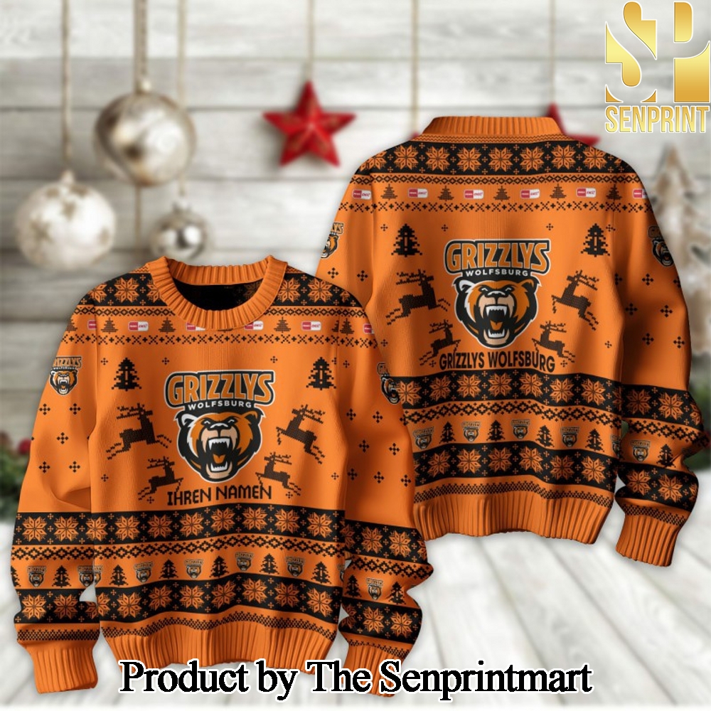 German Ice Hockey League PENNY DEL Grizzlys Wolfsburg 3D Printed Ugly Christmas Sweater SEN2328