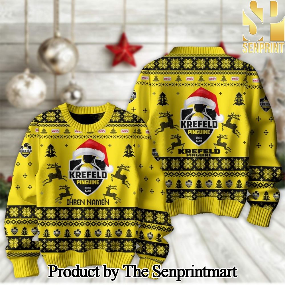 German Ice Hockey League PENNY DEL Krefeld Pinguine Ugly Christmas Wool Knitted Sweater SEN2324