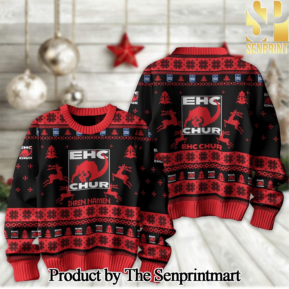 Ice Hockey National League and Swiss League EHC Chur Ugly Christmas Wool Knitted Sweater SEN2198