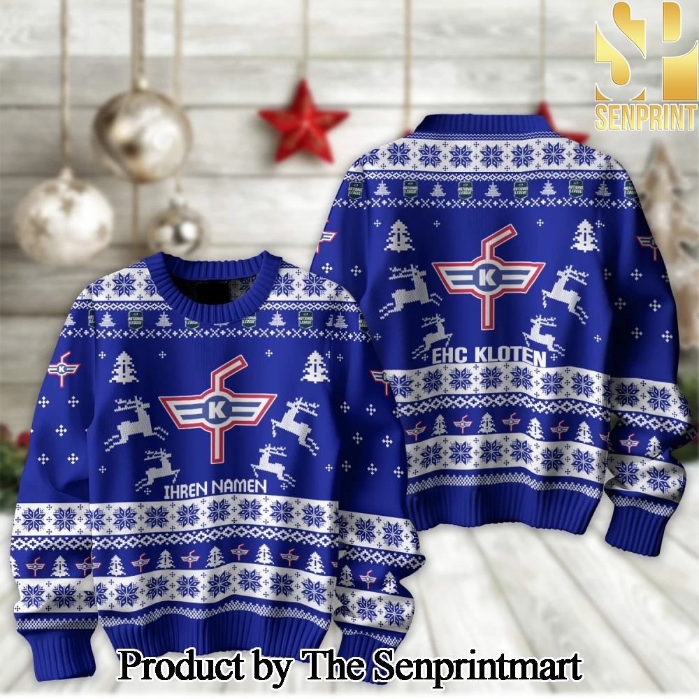 Ice Hockey National League and Swiss League EHC Kloten Wool Holiday Sweater SEN2185