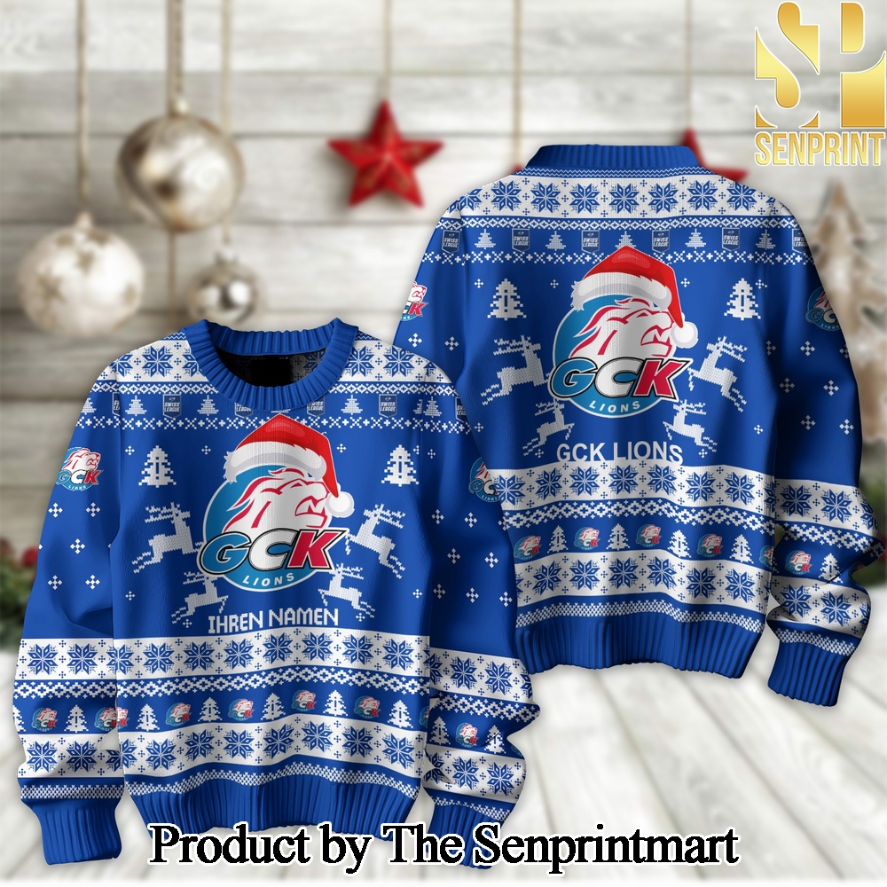 Ice Hockey National League and Swiss League GCK Lions Christmas Ugly Wool Knitted Sweater SEN2180