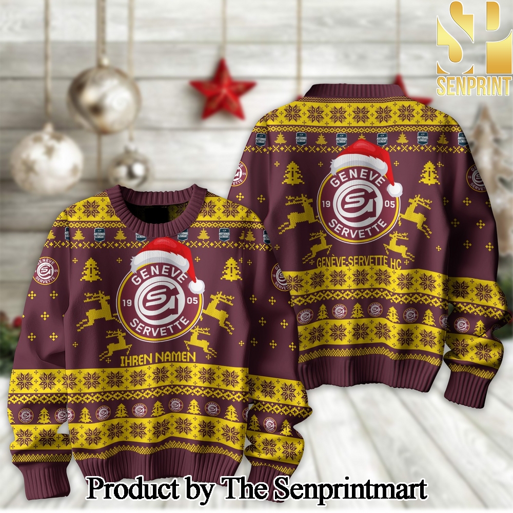 Ice Hockey National League and Swiss League Geneve-Servette HC For Christmas Gifts Ugly Christmas Wool Knitted Sweater SEN2189