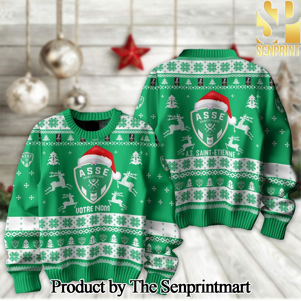 League 1 AS Saint-etienne Knitting Pattern 3D Print Ugly Sweater SEN2175