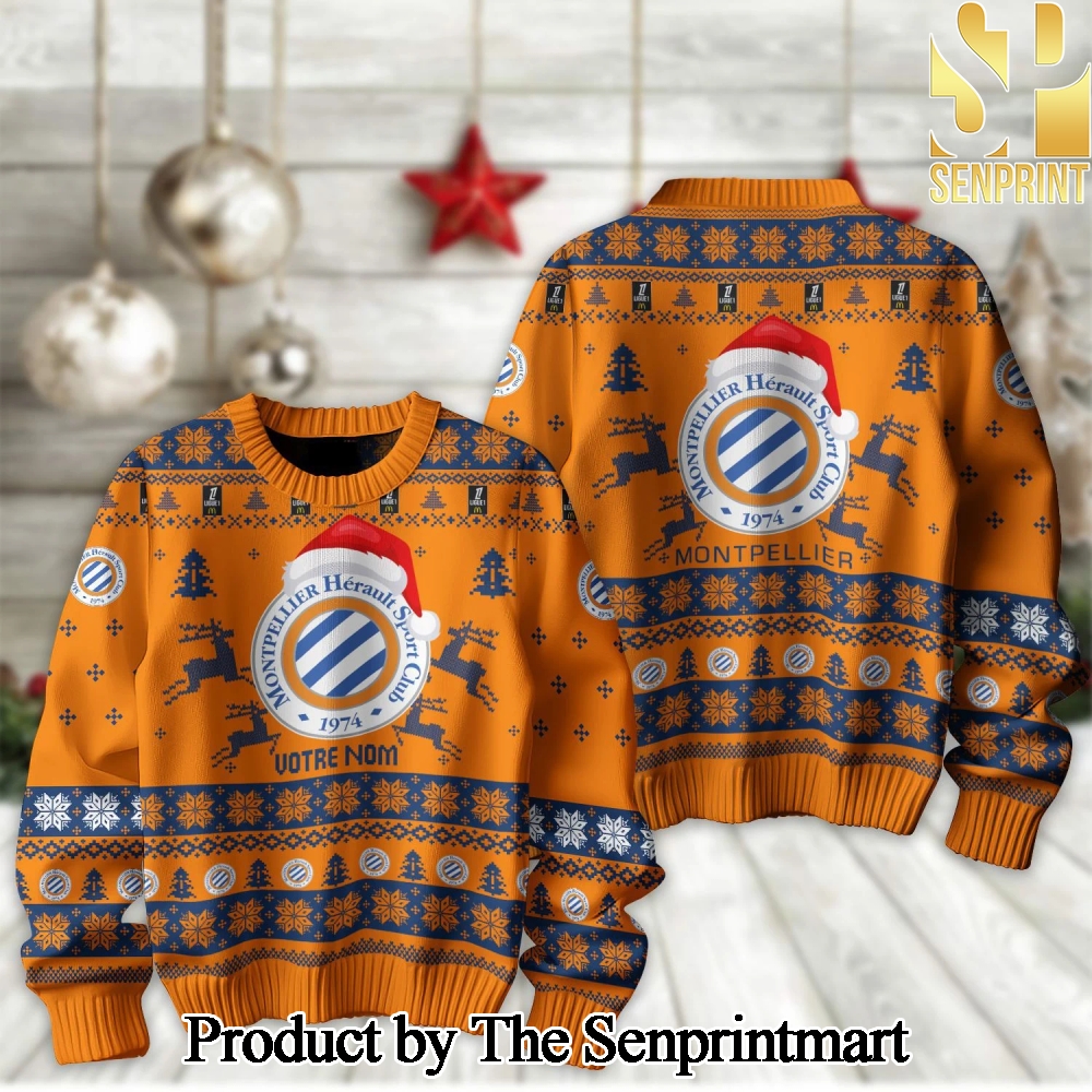 League 1 Montpellier HSC For Christmas Gifts Christmas Ugly Wool Knitted Sweater SEN2171