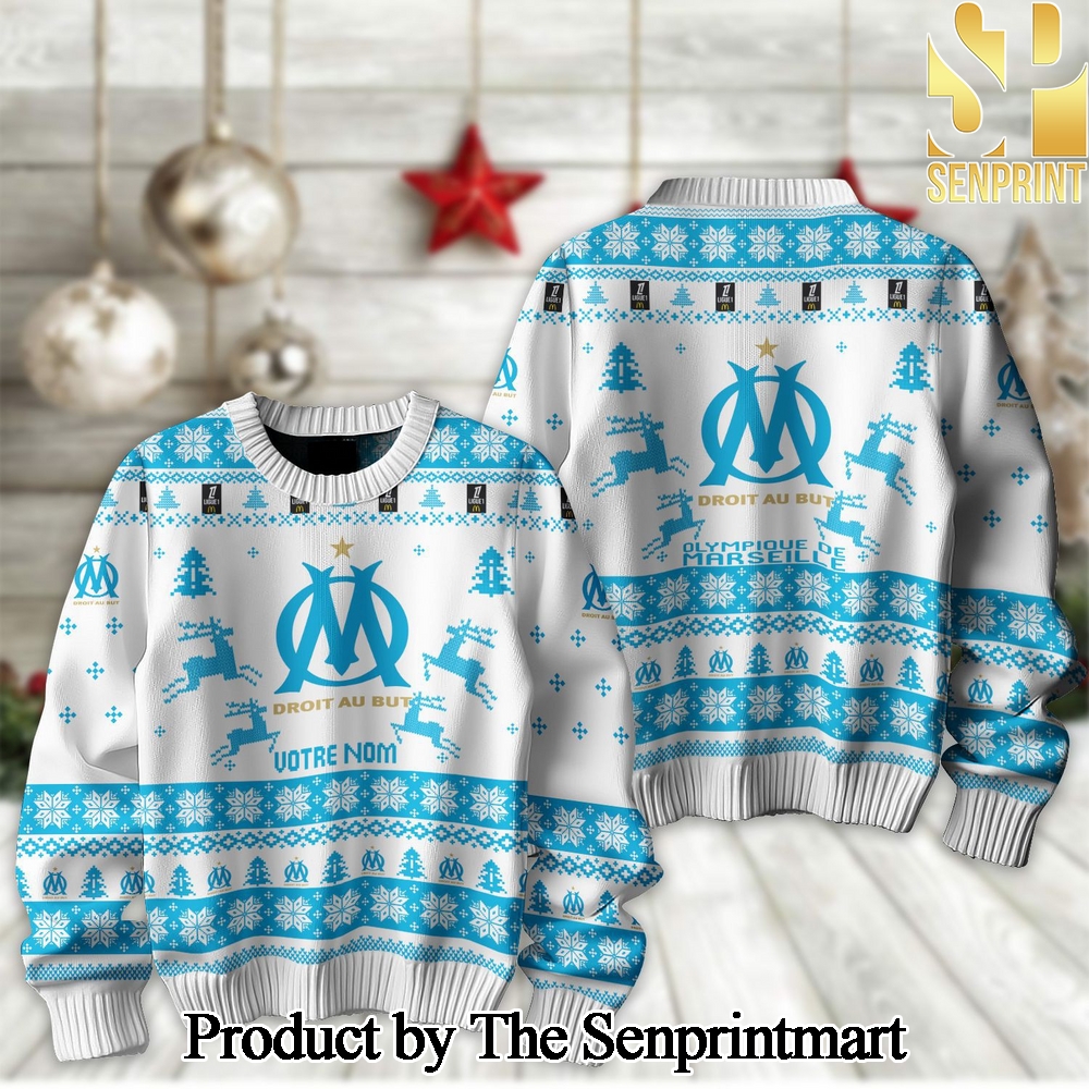 League 1 Olympique de Marseille For Christmas Gifts Knitting Pattern Sweater SEN2173