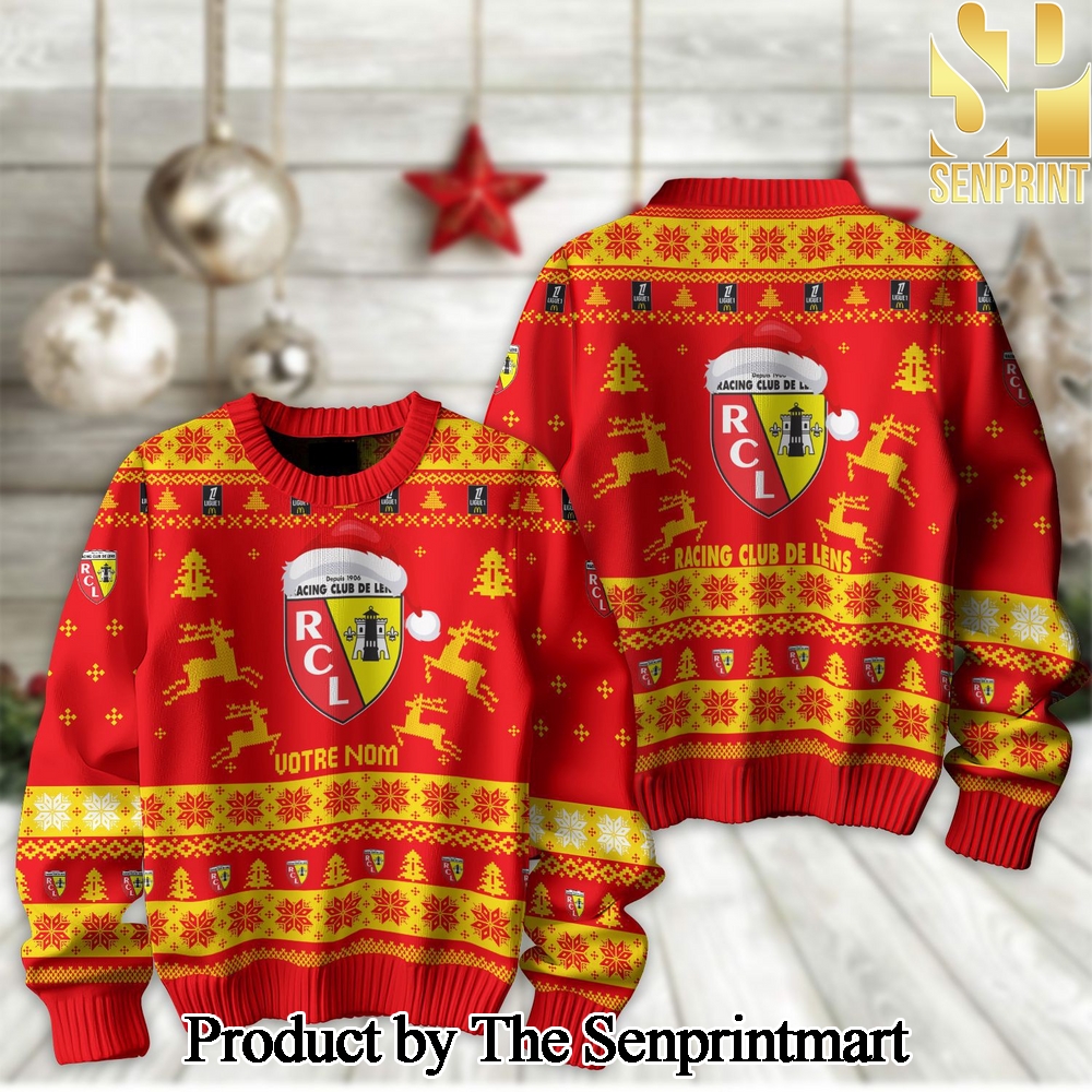 League 1 Racing Club de Lens For Christmas Gifts 3D Printed Ugly Christmas Sweater SEN2172