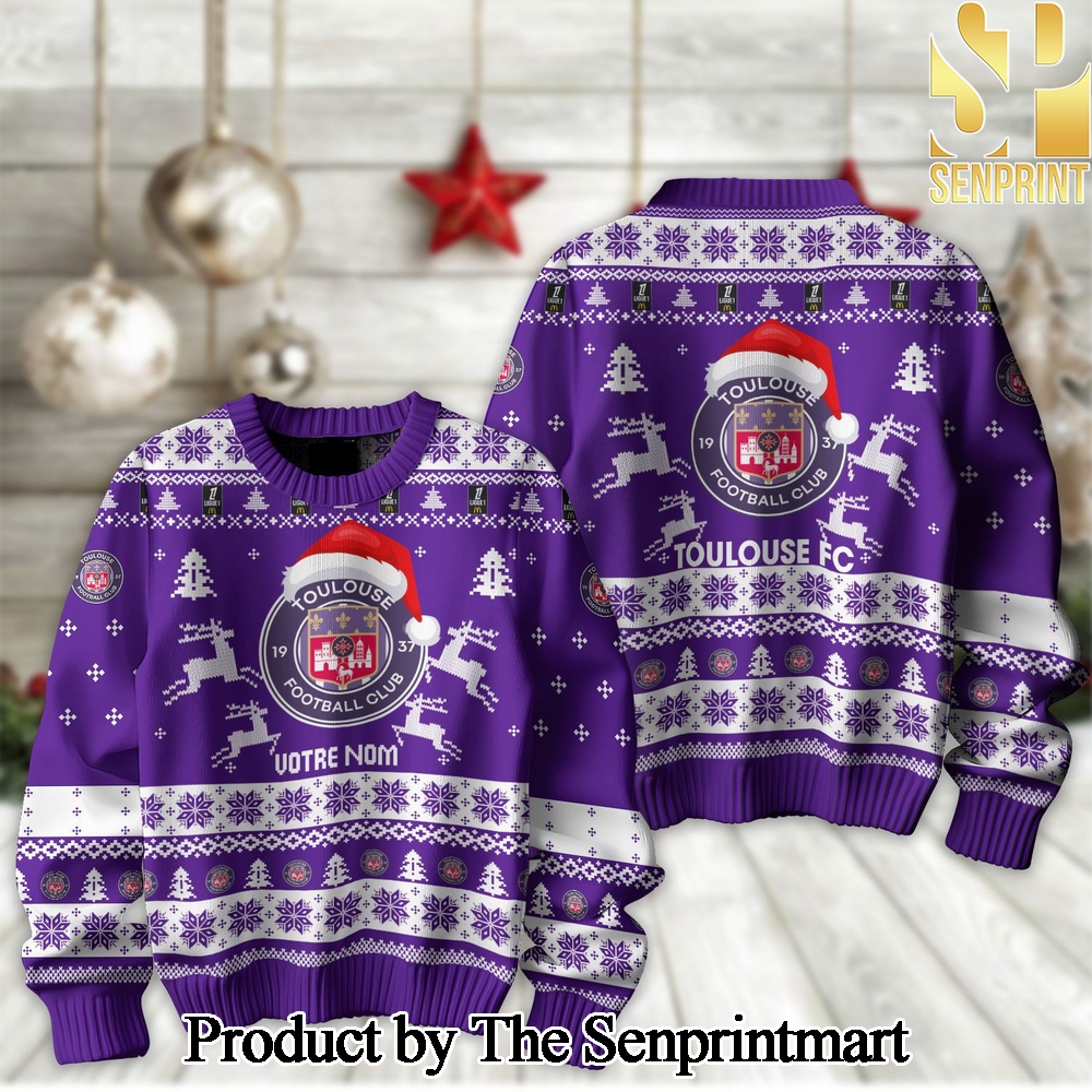 League 1 Toulouse Football Club Knitting Pattern Ugly Christmas Holiday Sweater SEN2162