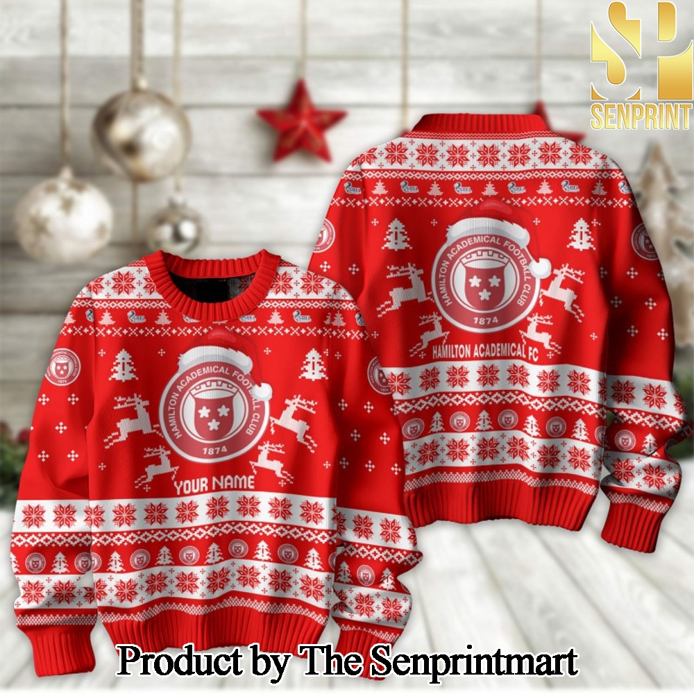 Scottish Professional Football League Hamilton Academical FC Knitting Pattern 3D Print Ugly Sweater SEN2217